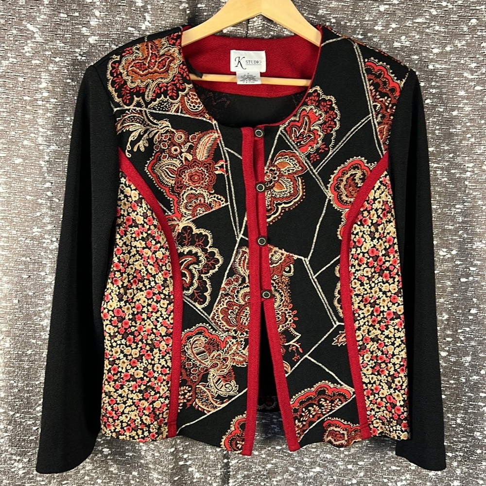 K Studio Floral Paisley Pattern‎ Cardigan Sweater Jacket